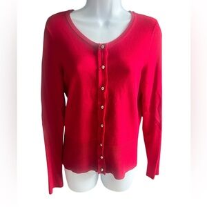 White House Black Market Dark Red Snap Button Cardigan M